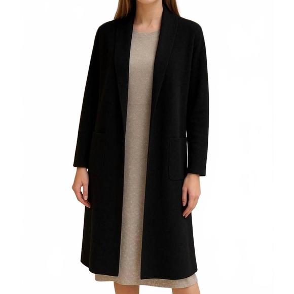 NEW A.C.G. LOS ANGELES long sleeve & pockets loose fit solid cardigan in black - Picture 1 of 1